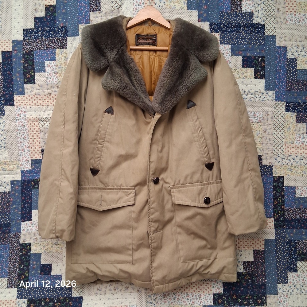 Vintage Eddie Bauer Goose Down Expedition Parka Size Large Brown Hooded